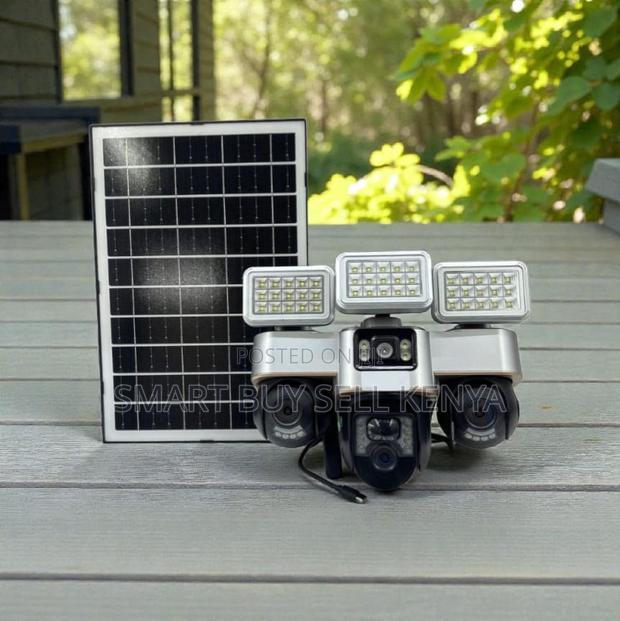 12mp 4g PTZ Rotating Triple Lens Remote View Cam With Solar Floodlight