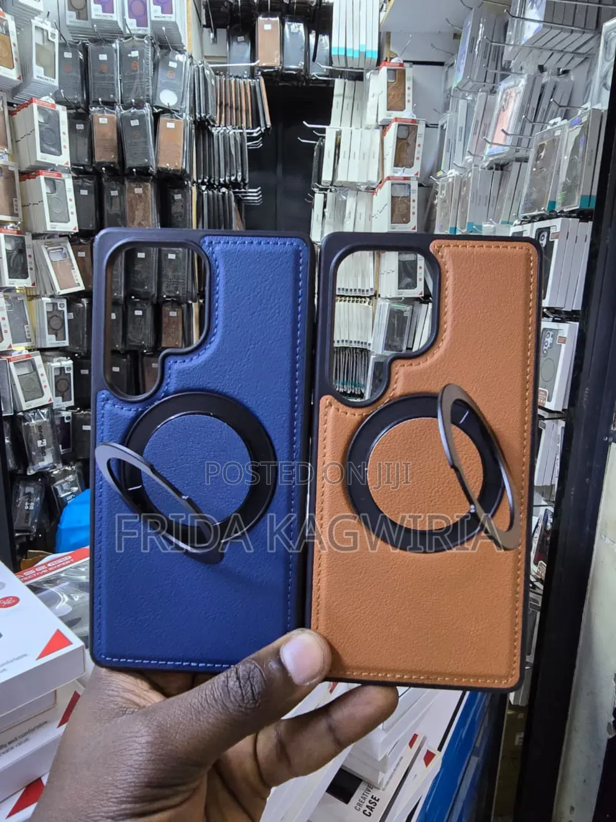 Samsung S25 Ultra Leather Case With 3600 Rotating Magnetic Stand