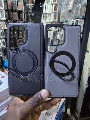 Samsung S25 Ultra Leather Case With 3600 Rotating Magnetic Stand