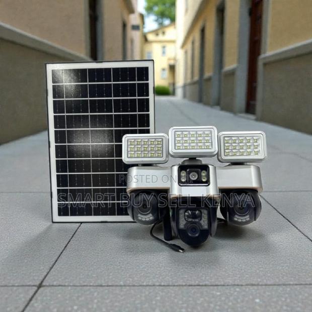 12mp 4g PTZ Rotating Triple Lens Camera With Solar Flood Light