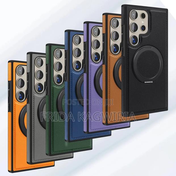 Samsung S24 Ultra Leather Case With 3600 Rotating Magnetic Stand