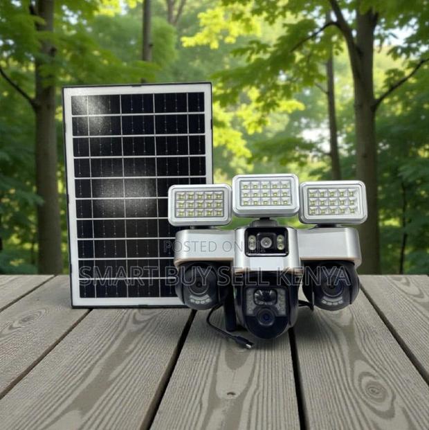 12mp 4g PTZ Rotating Triple Lens Mobile App CCTV With Solar Floodlight