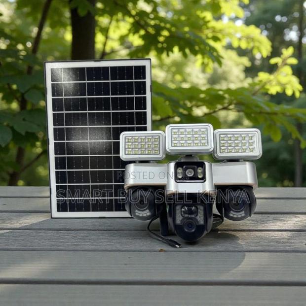12mp 4g PTZ Rotating Cloud Storage 3 Lens Camera With Solar Floodlight