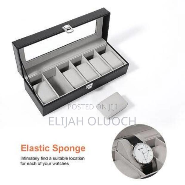 Soft Leather 6 Watch Box Organizer Now Available in Black - thumbnail 2