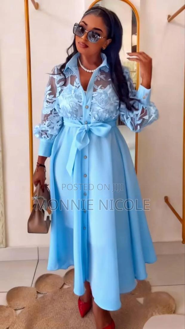 Classy Sky Blue/Light Blue Dress - thumbnail 2