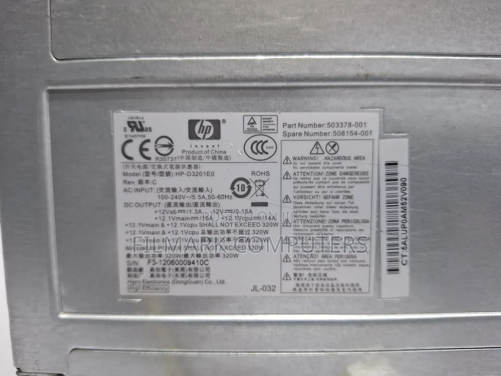 Hp Pro 6000 6200 6300 Elite 8000 8100 8200 Power Supply Hp Pc320w