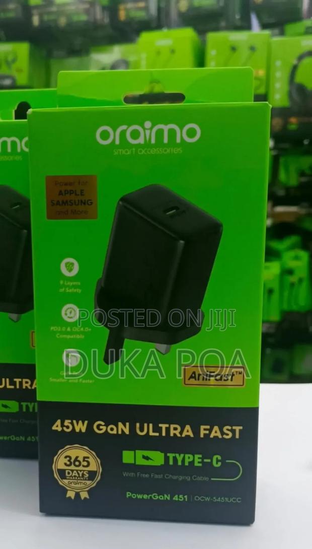 Oraimo 45w Charger Powergun With C to C Cable Fast Charger - thumbnail 2