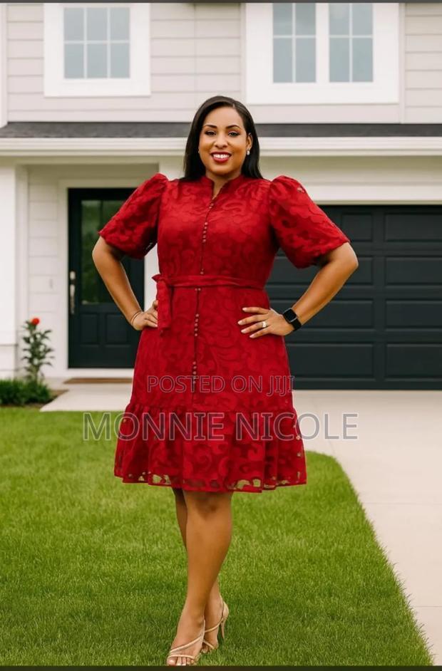 Casual Red Skater Dress - thumbnail 3