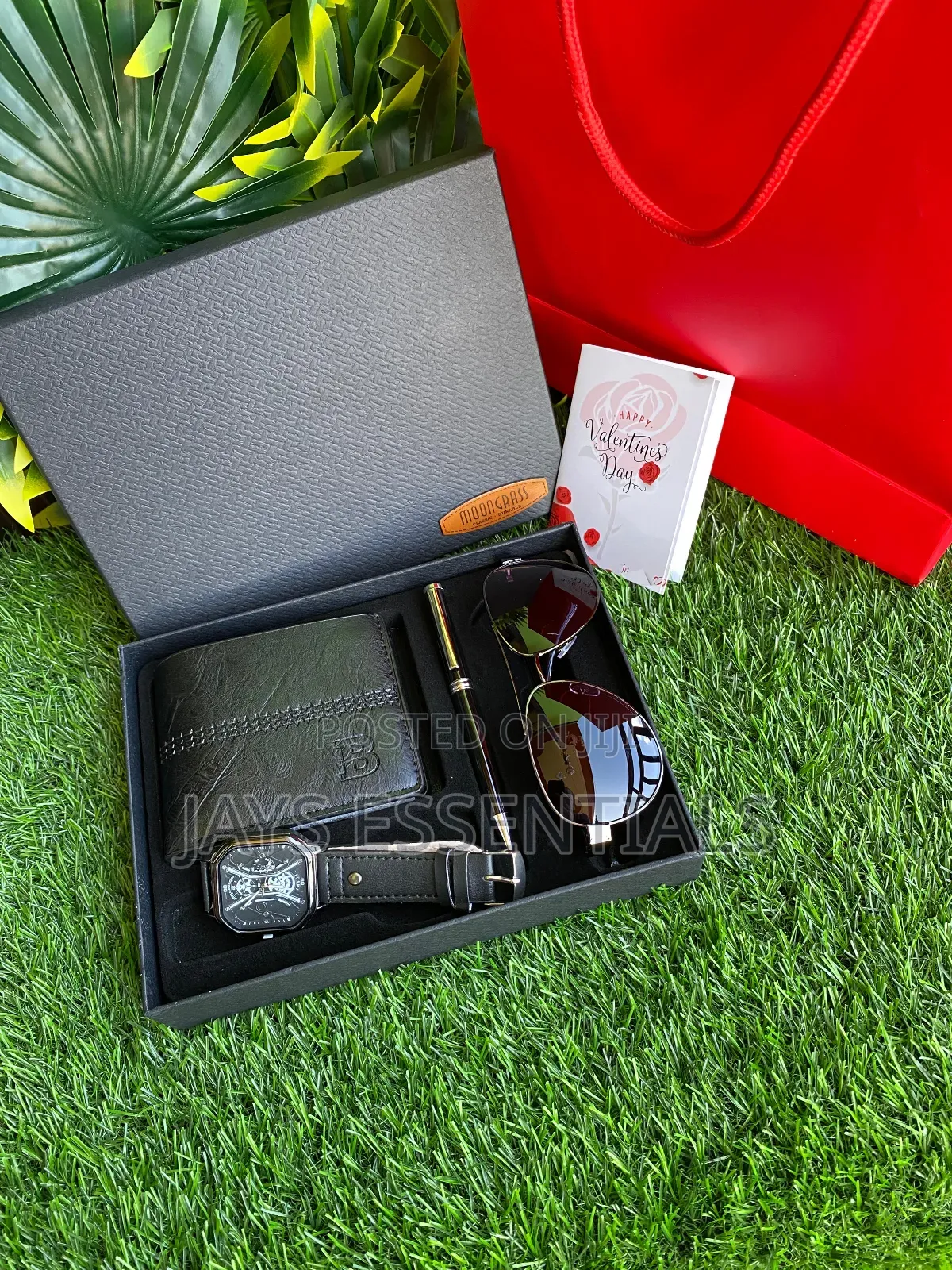 Mens Valentines Gift Set : Watch , Wallet , Sunglasses Pen
