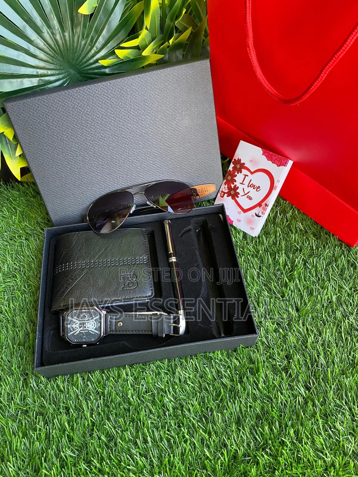 Mens Valentines Gift Set : Watch , Wallet , Sunglasses Pen