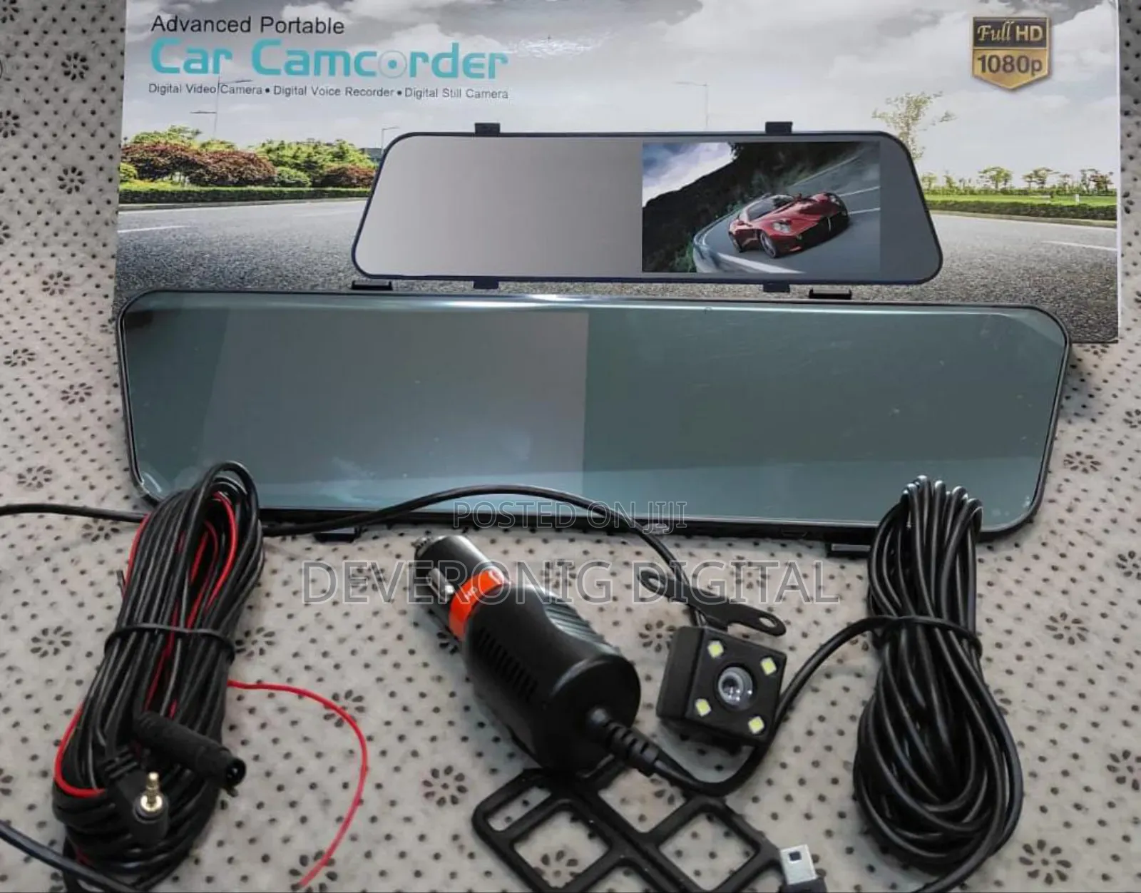 Touch Screen Rearview Mirror Dash Cam 2 Lens Dual Camera (Front Rear