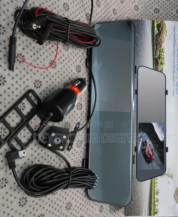 Touch Screen Rearview Mirror Dash Cam 2 Lens Dual Camera (Front Rear - thumbnail 2