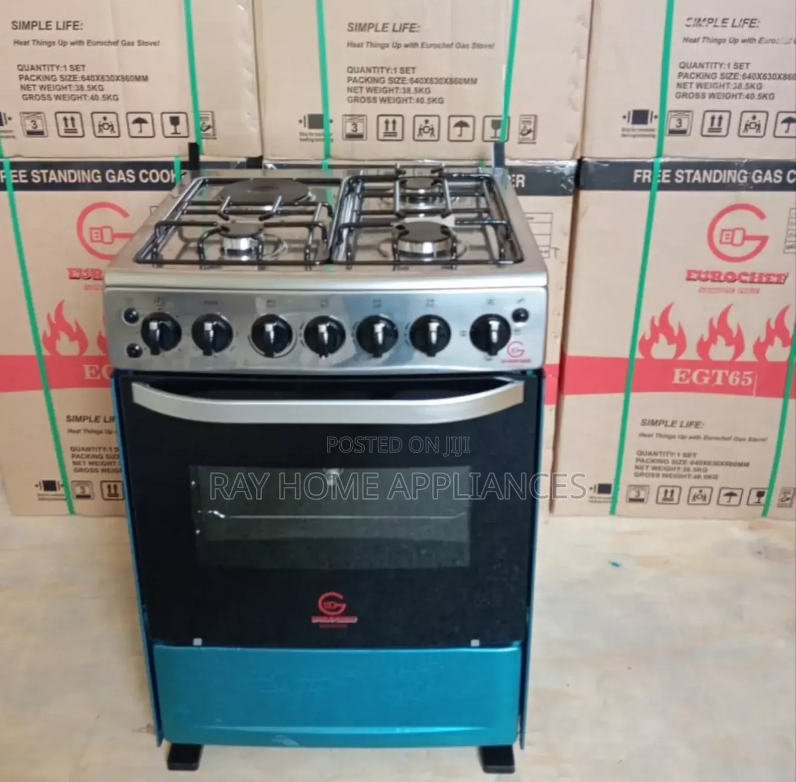 60*65 Eurochef Free Standing 3 Gas+1 Electric Cooker With Electricoven