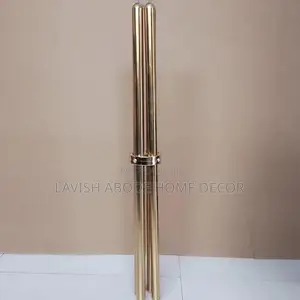 Black Round Table With Sturdy Gold Stainless Steel Stand