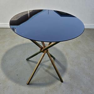 Black Round Table With Sturdy Gold Stainless Steel Stand - thumbnail 2