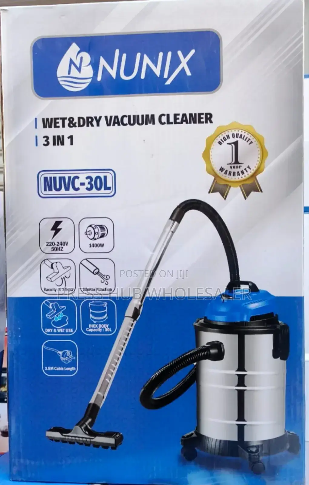Nunix Nuvc-30l 3-in-1 Wet and Dry Vacuum Cleaner. 