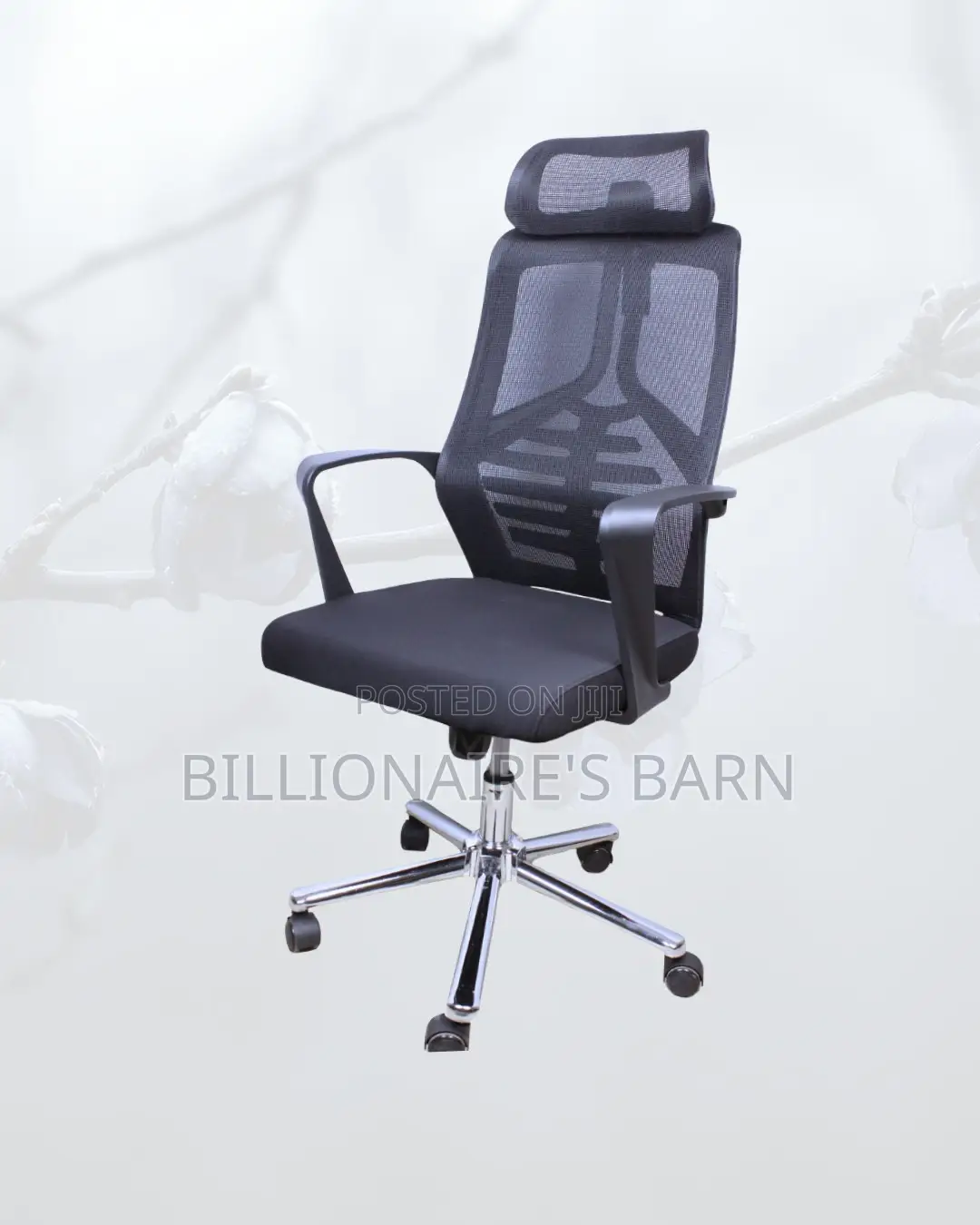 Black High-Back Mesh Chair | Adjustable for Different Desk Heights |