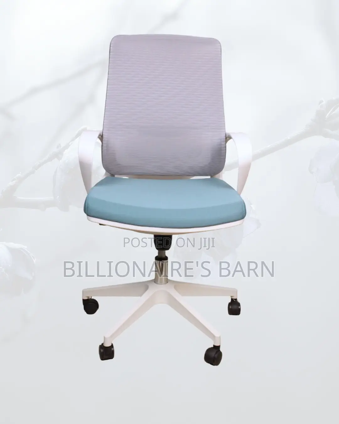 White Mid-Back Mesh Chair | Adjustable for Different Desk Heights |