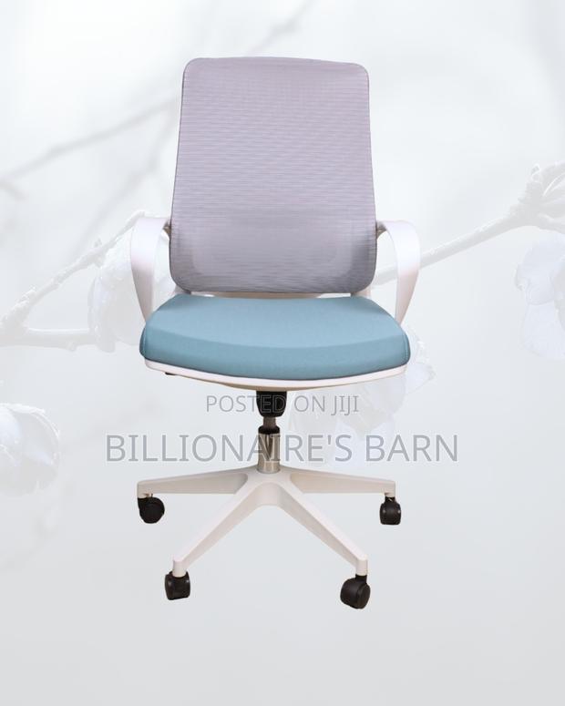 White Mid-Back Mesh Chair | Adjustable for Different Desk Heights |
