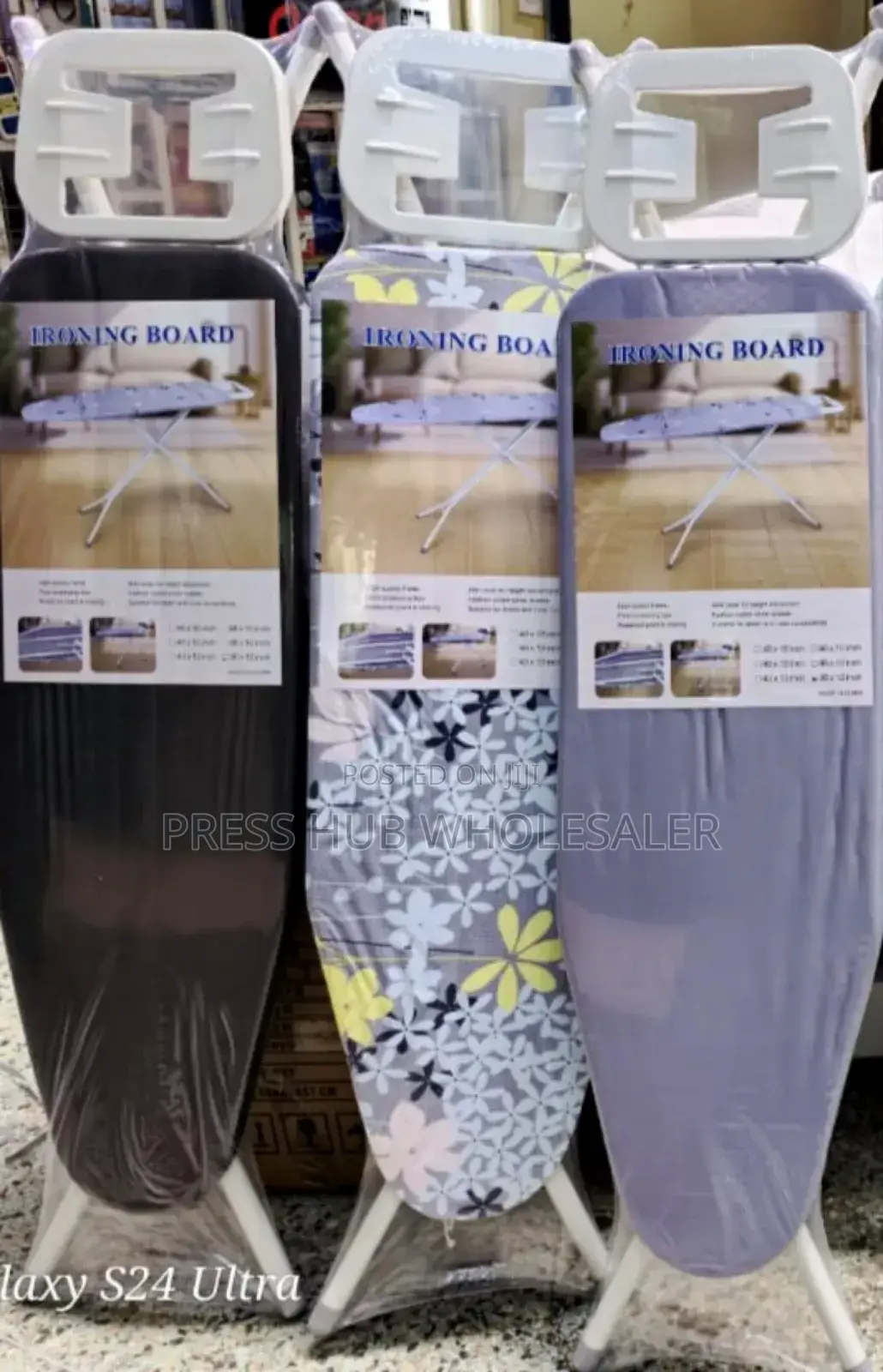 Metallic, Freestanding, and Foldable Ironing Board. : 