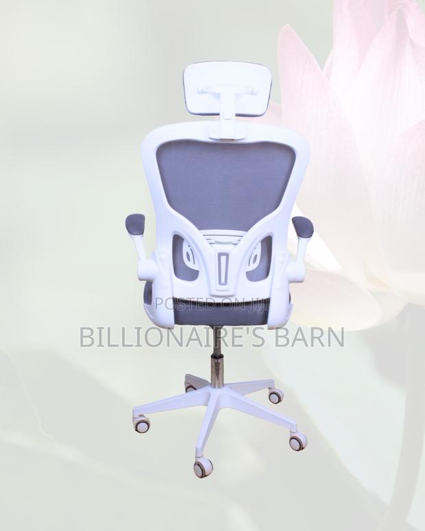 White Ergonomic Mesh Chair | Adjustable for Different Desk Heights | - thumbnail 3