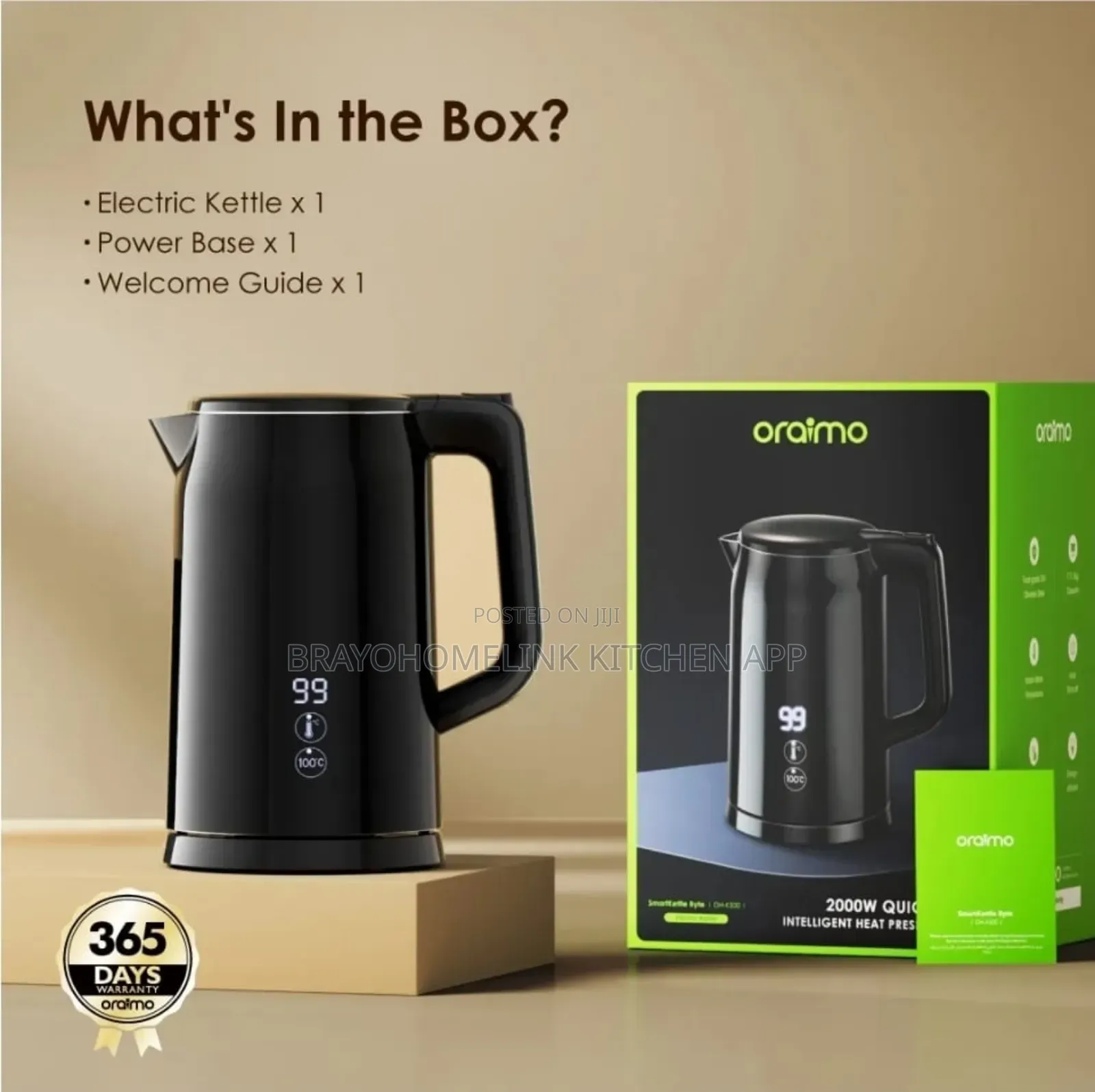 *Restocked;*
Oraimo Smart Kettle Byte Oh- 2000w 304 Stainless