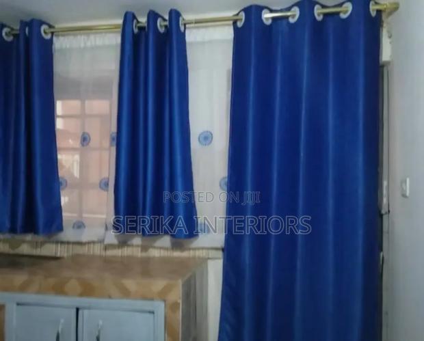 Royal Blue Curtains Kitchen Curtains Environmental Friendly Approved - main view