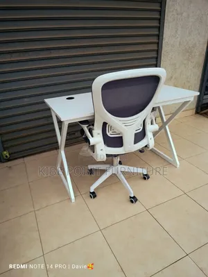 Office Study Table and White Office Chair Available