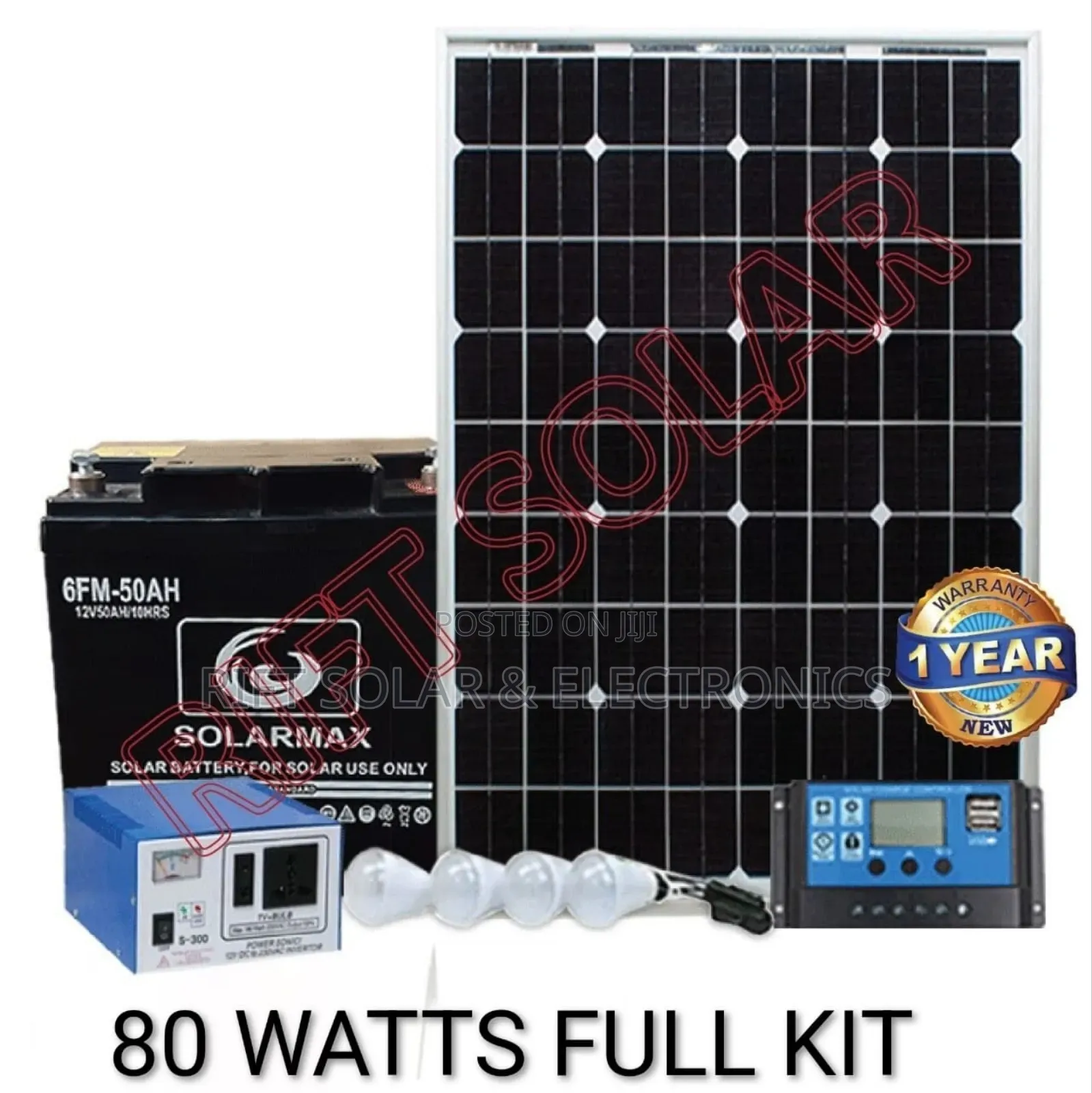 80 Watts Rift Solar Simple Lighting Charging Full Package