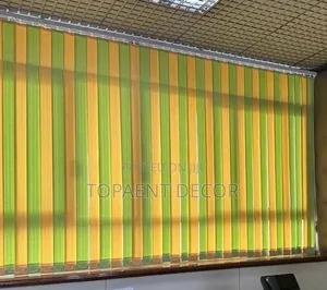 Green And Yellow Effortless Window Stylish With Vertical Office Blinds
