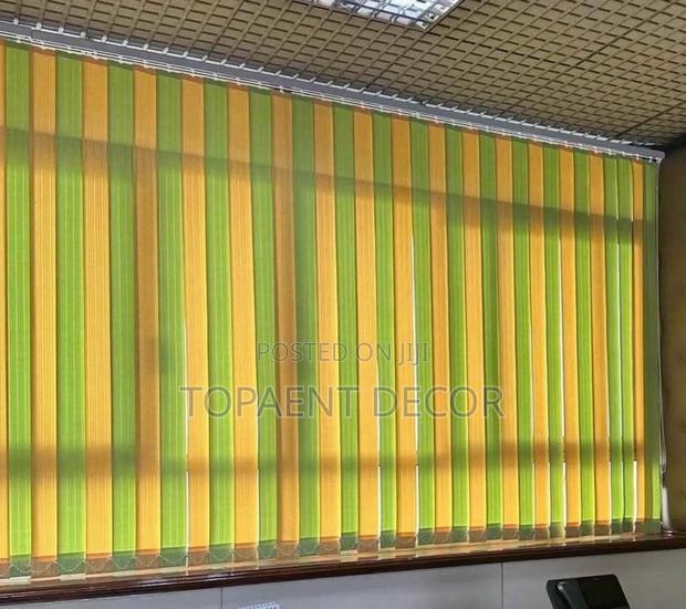 Green And Yellow Effortless Window Stylish With Vertical Office Blinds