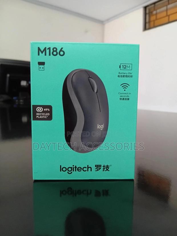 Logitech M186 Wireless Optical Mouse - Black - thumbnail 2