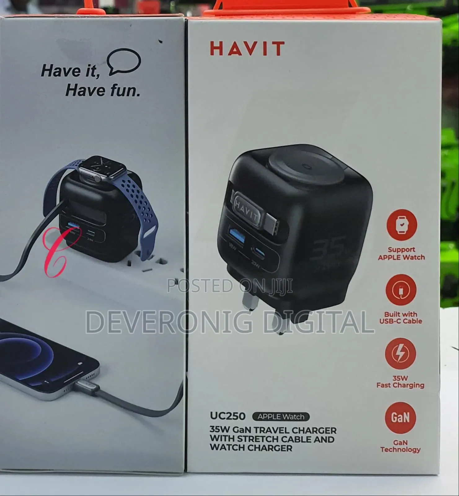 Havit Uc250 *35w Fast Charging Travel Charger With Apple Watch Charger