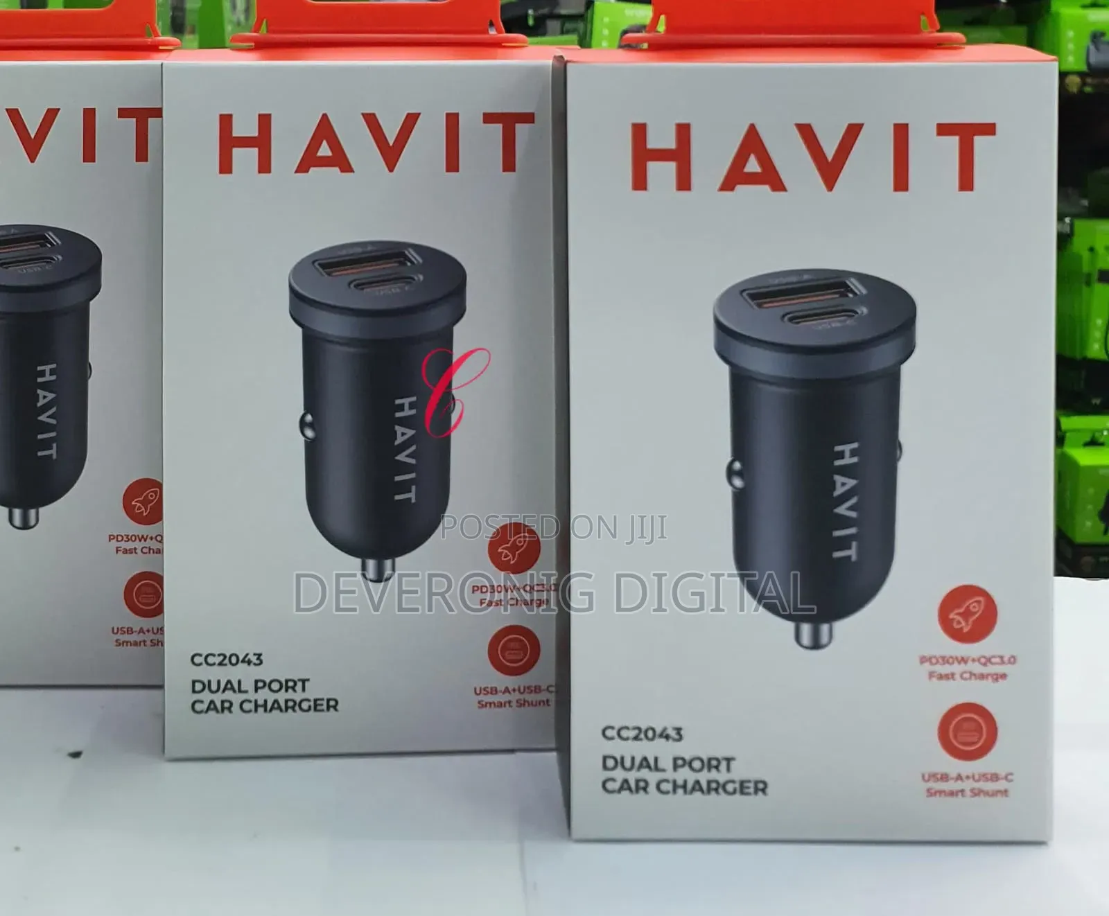 Havit Cc2043 *30w* Type C Usb Dual Port Car Charger