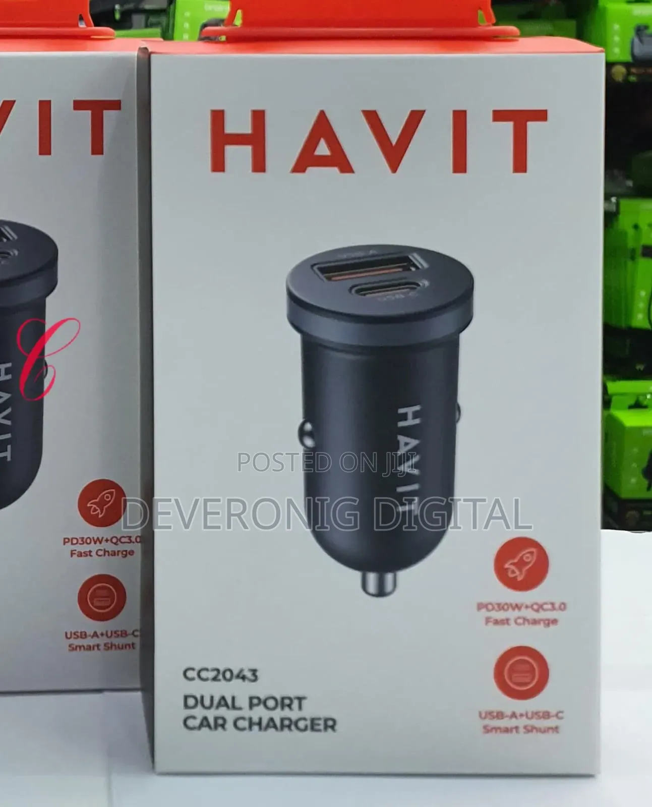 Havit Cc2043 *30w* Type C Usb Dual Port Car Charger