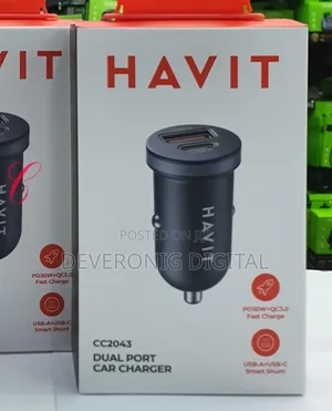 Havit Cc2043 *30w* Type C Usb Dual Port Car Charger