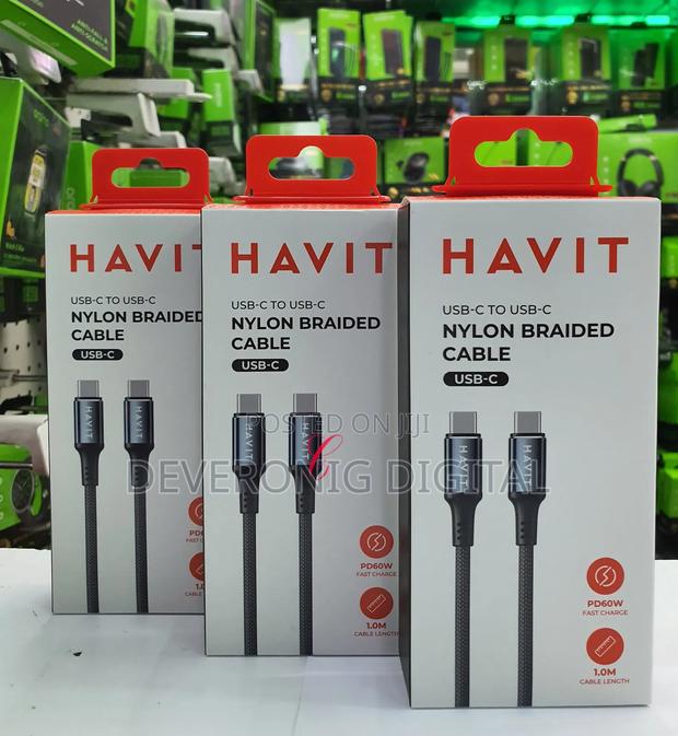 Havit Cb6310 60w Type C to Type C Aluminium Alloy Nylon Braided Cable - thumbnail 3