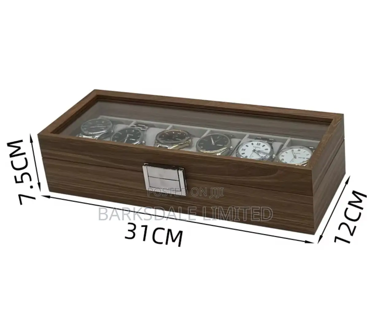 Watch Display Holder Organizer Box Clock Case Jewelry 6 Wooden Brown