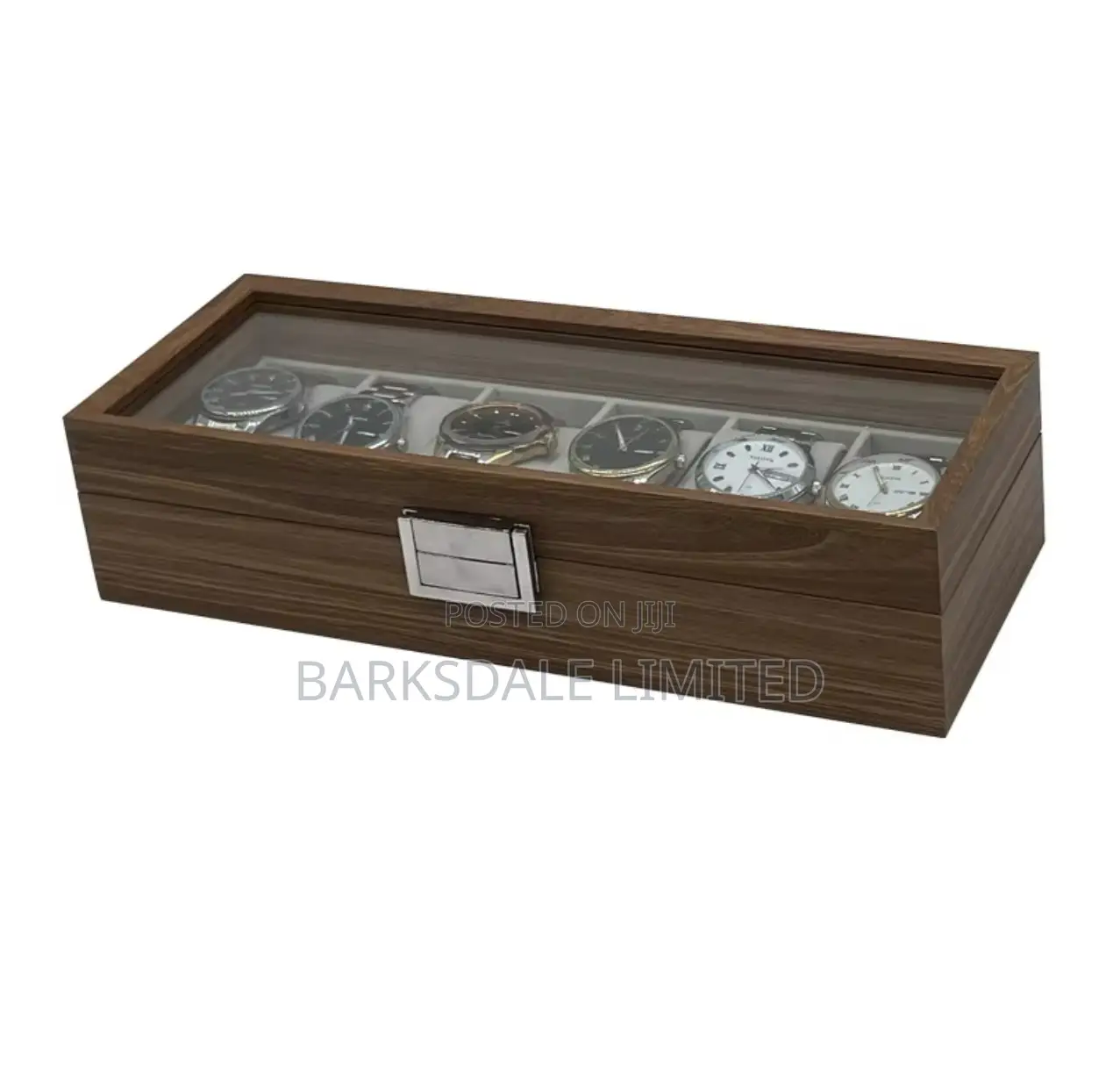 Watch Display Holder Organizer Box Clock Case Jewelry 6 Wooden Brown