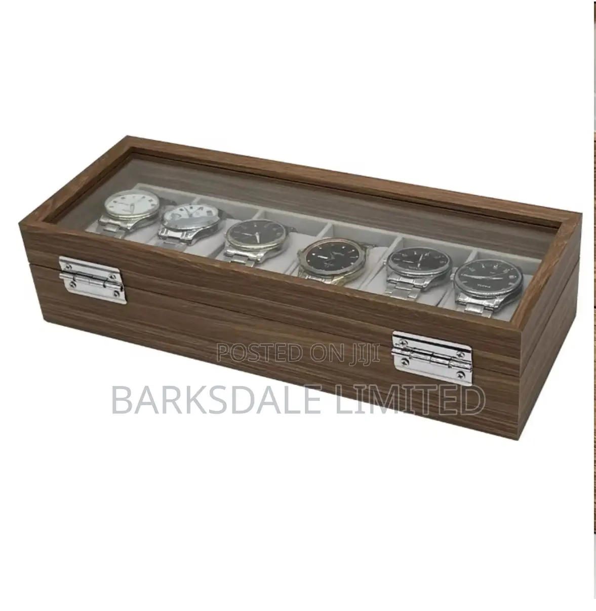Watch Display Holder Organizer Box Clock Case Jewelry 6 Wooden Brown