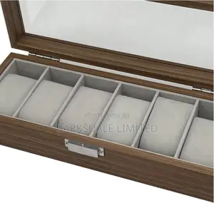 Watch Display Holder Organizer Box Clock Case Jewelry 6 Wooden Brown