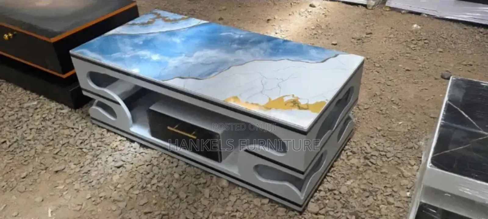 Premium Modern Living Room Table With Marble Surface
