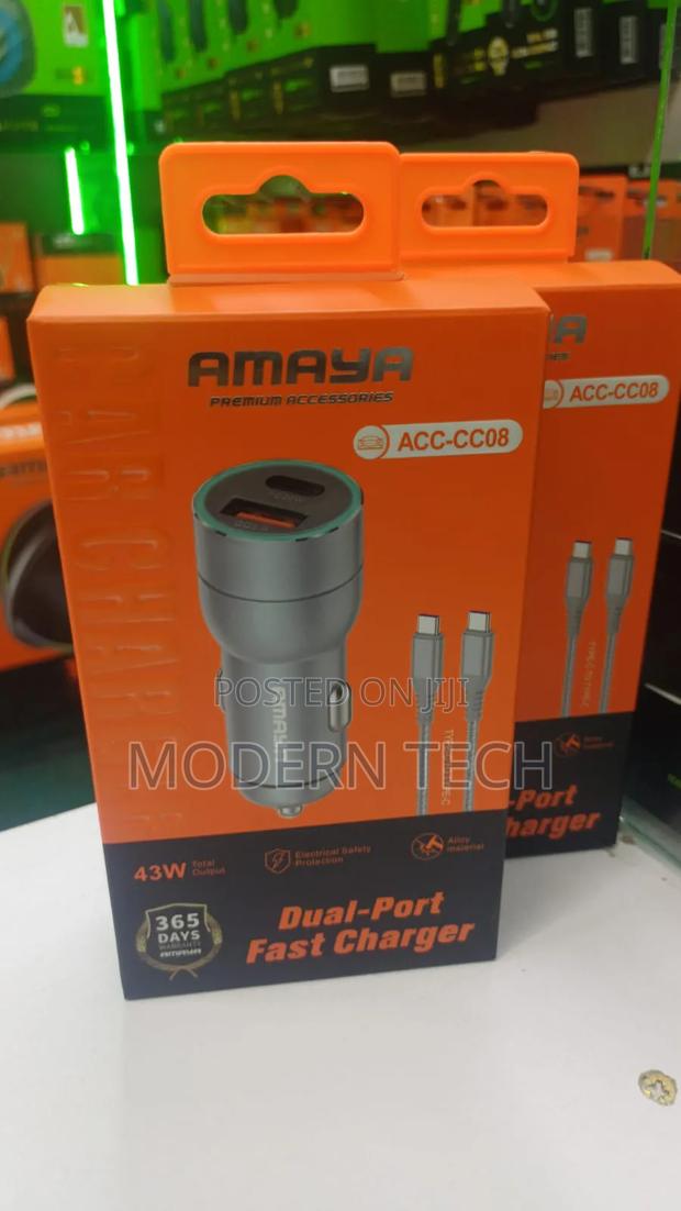 Amaya Acc-Cc08 Dual-Port Fast Car Charger (Usb-C Pd + Usb-a Qc)