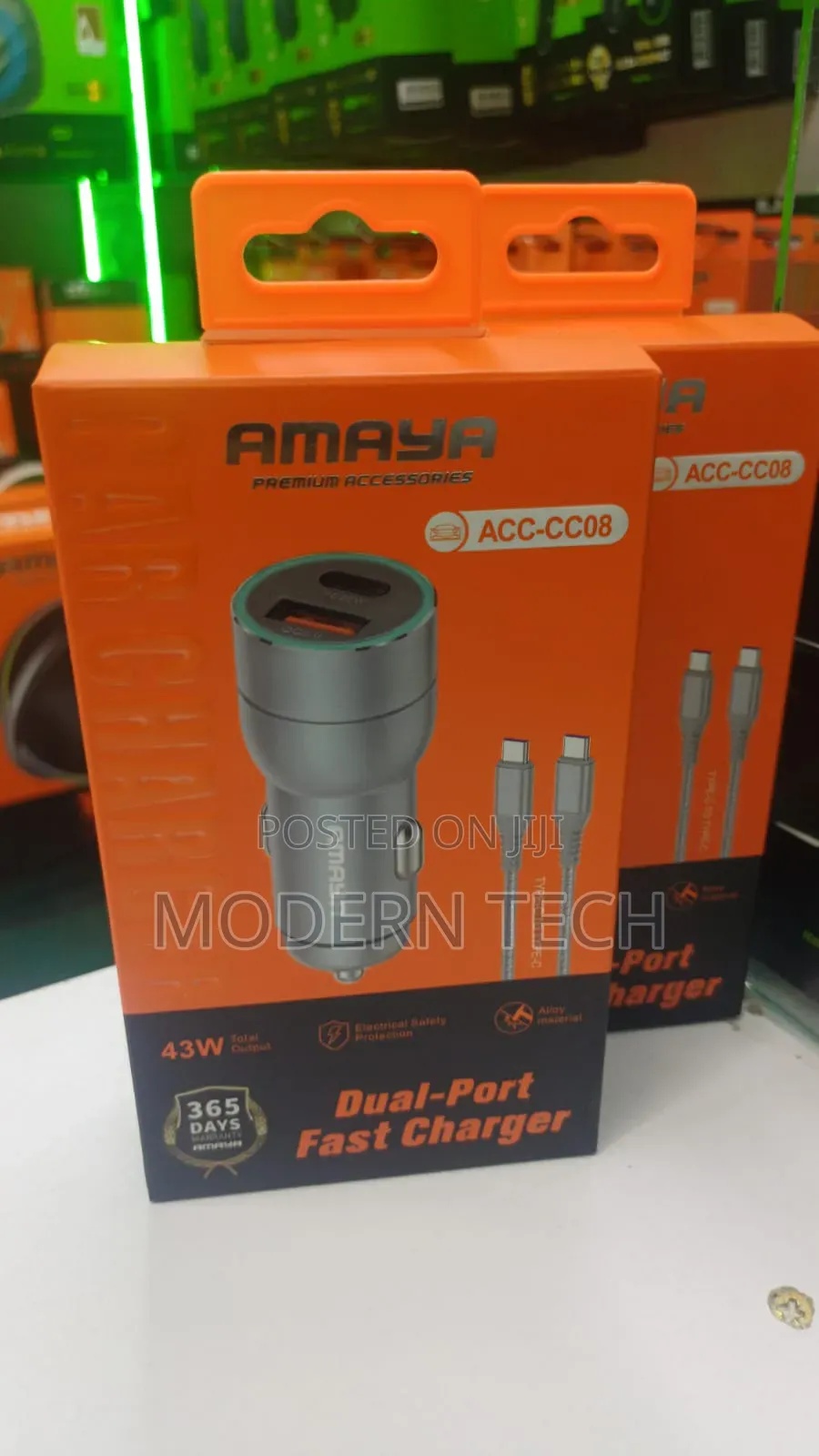 Amaya Acc-Cc08 Dual-Port Fast Car Charger (Usb-C Pd + Usb-a Qc)