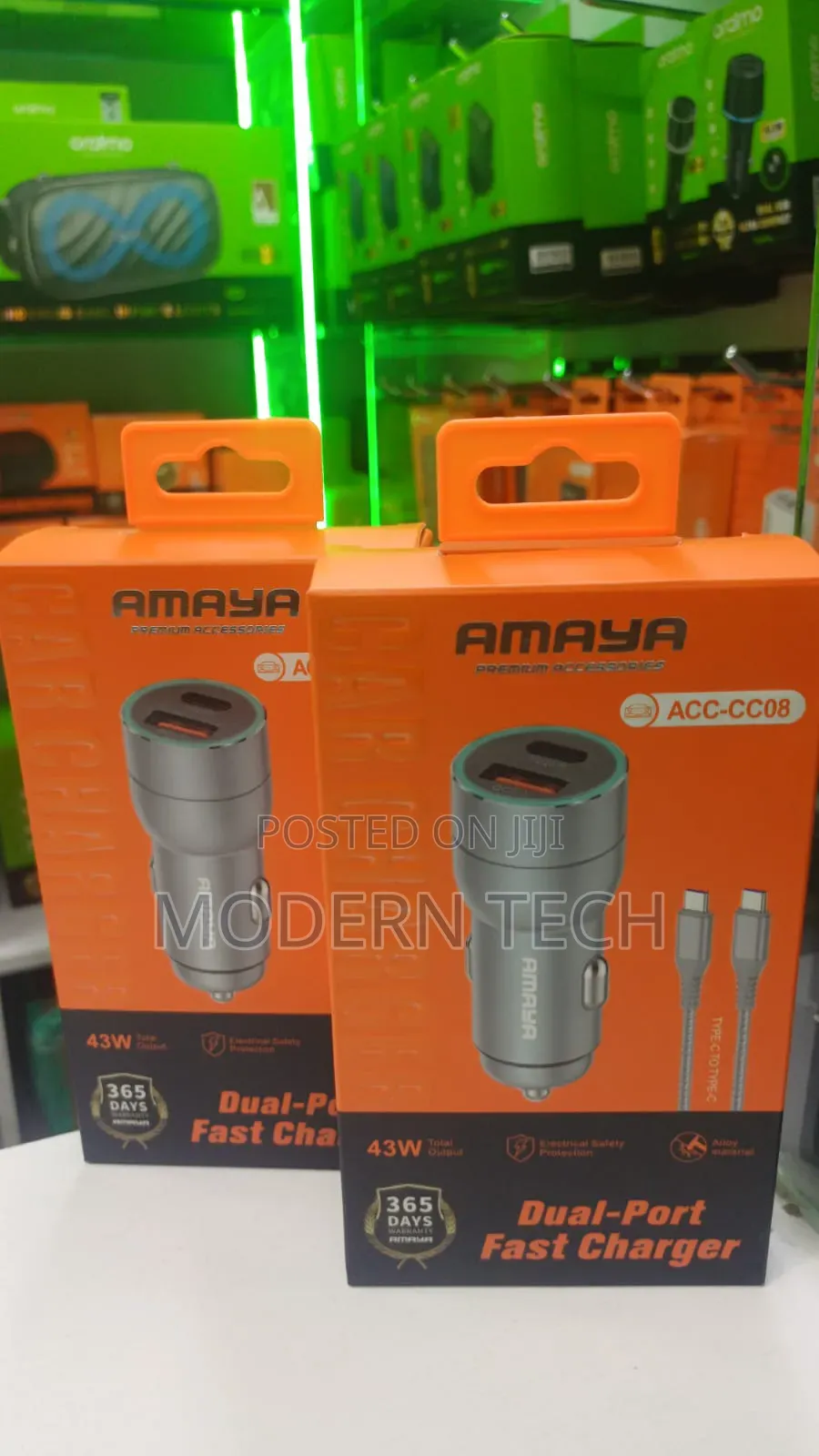 Amaya Acc-Cc08 Dual-Port Fast Car Charger (Usb-C Pd + Usb-a Qc)