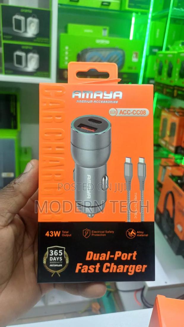 Amaya Acc-Cc08 43w Fast Car Charger – Usb-C Power Delivery Usb-A