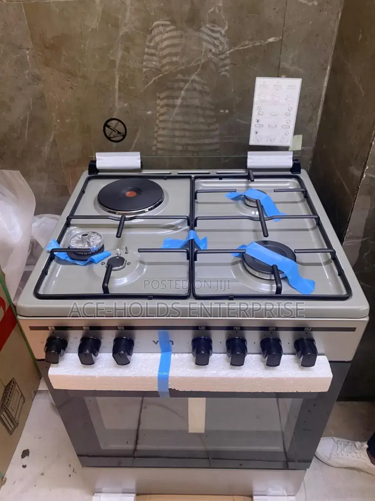 Von 3 Gas + 1 Hot Plate, Jet Valve Burner Safety Sensor Electric Oven