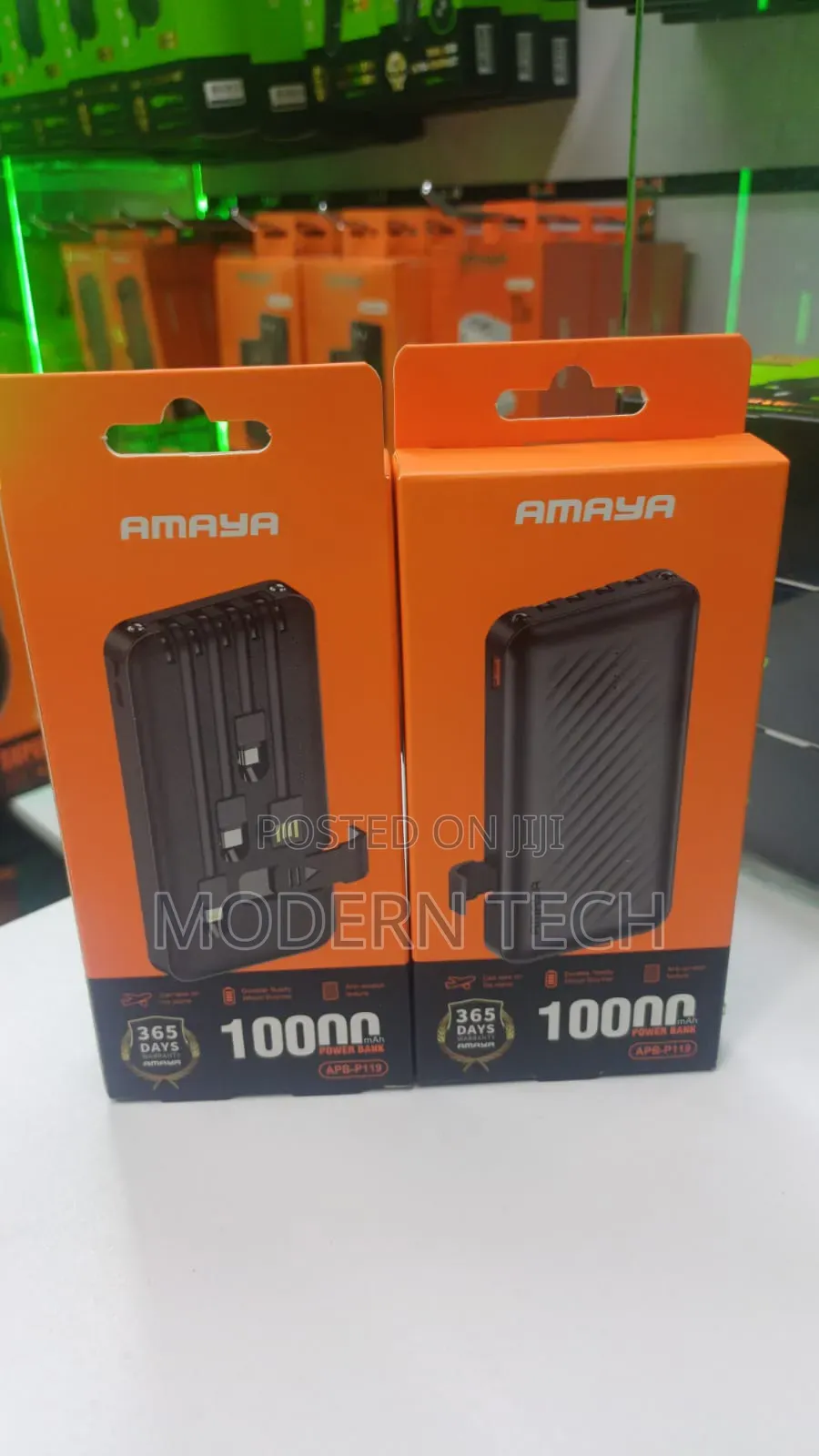 “Amaya 10000mah Power Bank Apb-P119 With Built-in Cables