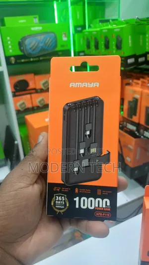 “Amaya Apb-P119 10,000mah Power Bank | Led Indicator Built-in Cables