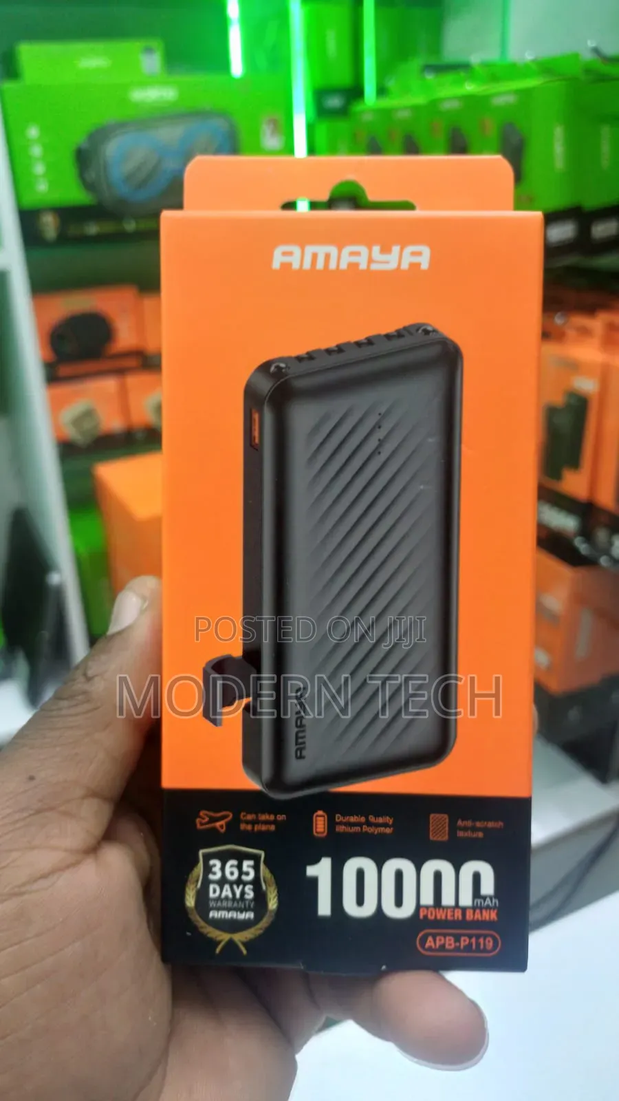 “Amaya Apb-P119 10,000mah Power Bank | Led Indicator Built-in Cables